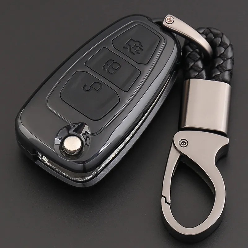 Móc Khóa Kim Loại Sợi Carbon Hình Logo Xe Hơi Ford