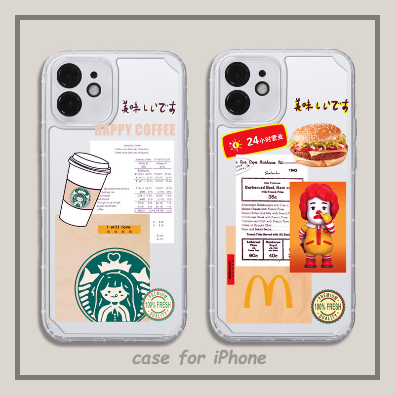 MCDONALD'S STARBUCKS Ốp Lưng Họa Tiết Hình Vuông Phối Màu Nước Thời Trang Cho Iphone 12 11 Pro Max 6 6s 7 8 Plus Iphone X Xs Max Xr Se 2020