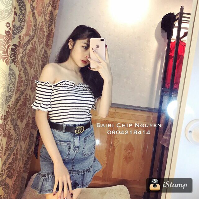 Áo trễ vai nhún QC