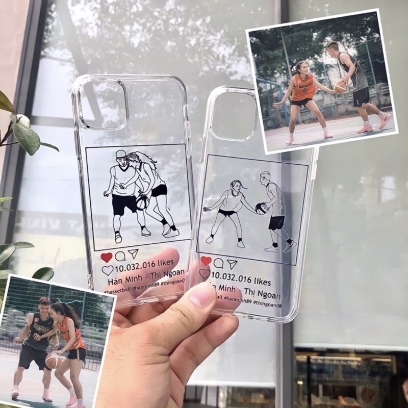 Ôp lưng điện thoại vẽ line đen trắng theo yêu cầu.