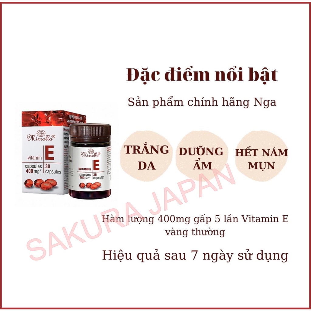 Vitamin E đỏ hàm lượng 400mg chính hãng Nga giúp da căng bóng mịn màng chống lão hóa và cải thiện da