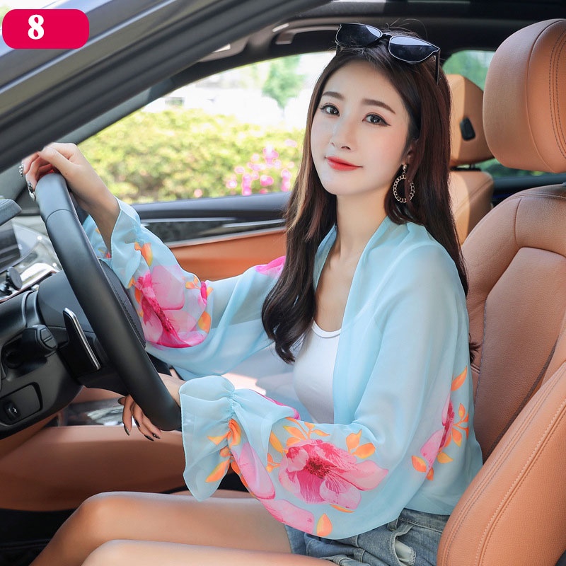 Áo Choàng Chiffon Tay Dài Hoạ Tiết Hoa Thời Trang Mùa Hè Cho Phái Nữ