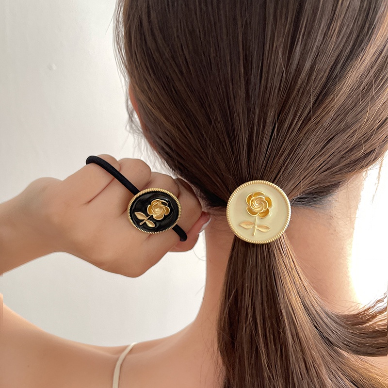 Dây Buộc Tóc Nữ Họa Tiết Hoa Hồng Phong Cách Cổ Điển Thời Trang Hàn Quốc
