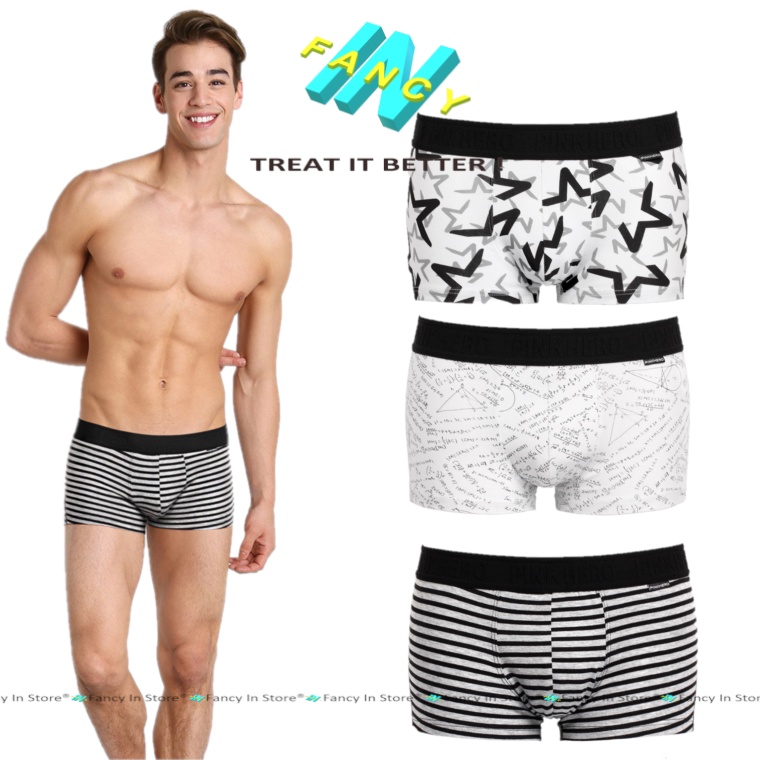 Quần Sịp Nam Cotton Boxer PINK HERO Mềm Mịn Cao Cấp, Co Dãn Thấm Hút Mồ Hôi, Sịp Nam Fancy In - bx009