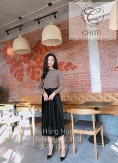 Chân váy nhung xếp ly