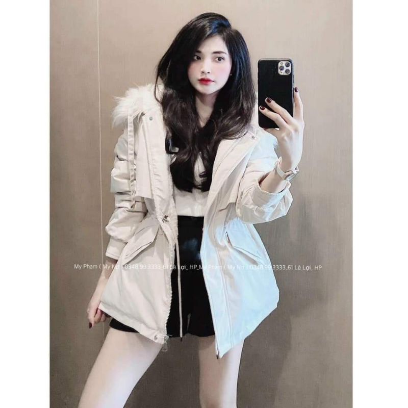 Áo khoác parka nữ mũ lông ms380