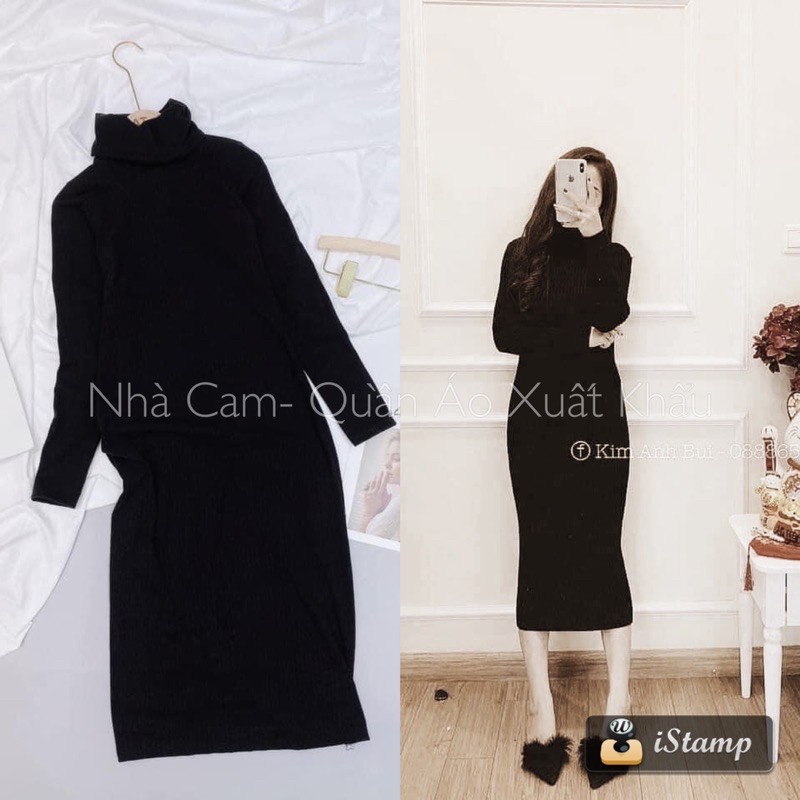 Váy Len Tăm BoDy Cổ Lọ Dáng Dài Maxi Xinh Xắn - Nhà Cam