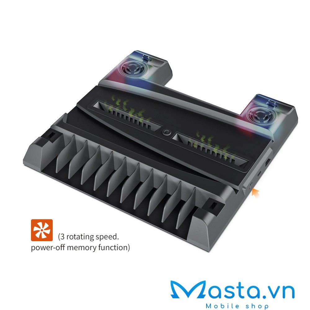 Đế đứng tản nhiệt cho máy PS5 kèm dock sạc tay cầm, khay đựng đĩa, chân đế làm mát máy PS5 All in One