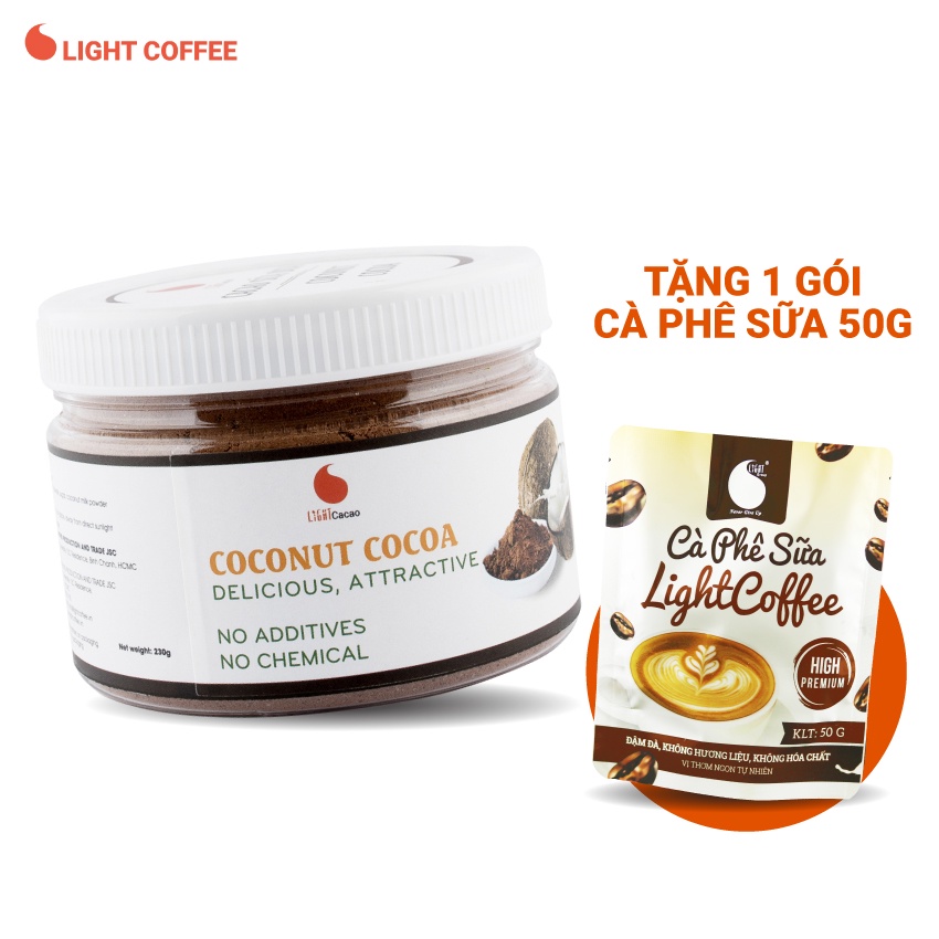 [Mã BMBAU50 giảm 7% đơn 99K] Cacao sữa dừa 3in1 thơm ngon, đậm đà dạng hũ dễ bảo quản Light Coffee - 230g