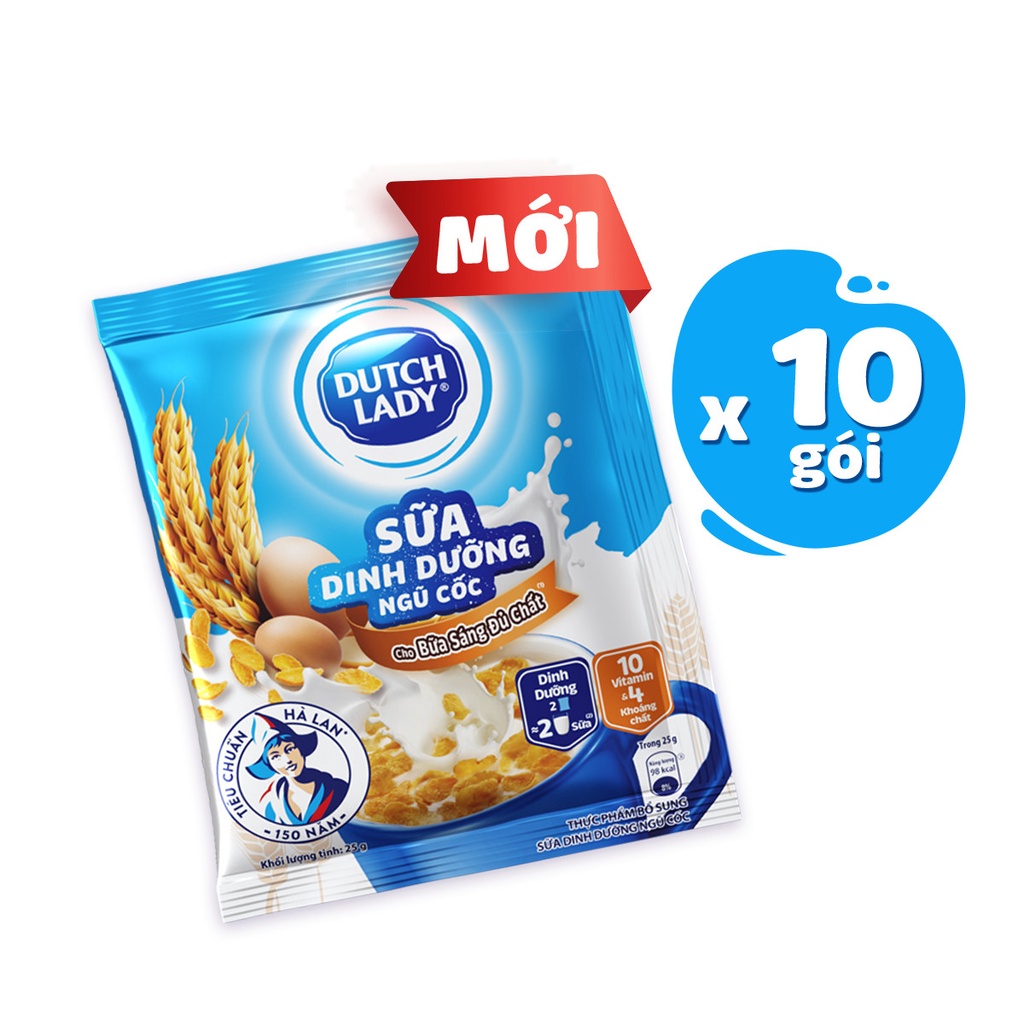 [Grocery Gift] Dây 10 Gói Sữa Dinh Dưỡng Ngũ Cốc Dutch Lady Cô Gái Hà Lan 25g/gói