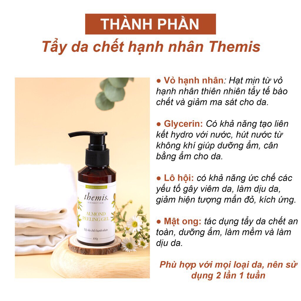 (Size Lớn) Tẩy da chết hạnh nhân Themis - 100ml - Phân Phối Chính Hãng