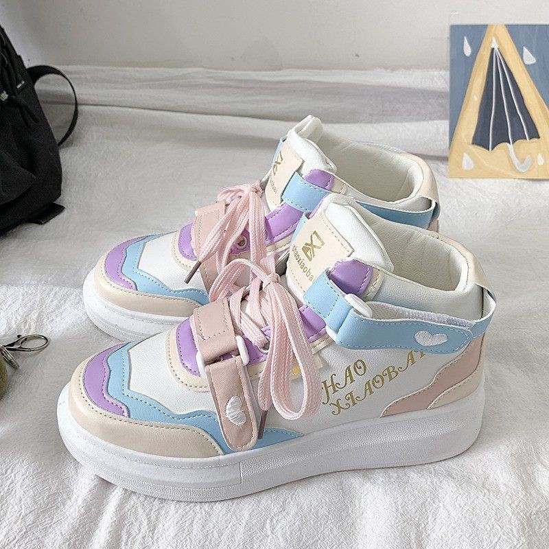 Giày Thể Thao Vải Canvas Cổ Cao Phong Cách Hàn Quốc 2020 Cho Nữ