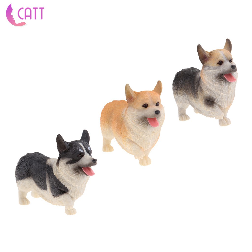 Mô Hình Chú Chó Corgi Màu Đen Bằng Nhựa Resin Sinh Động Trang Trí Nhà Cửa [Dadada1]