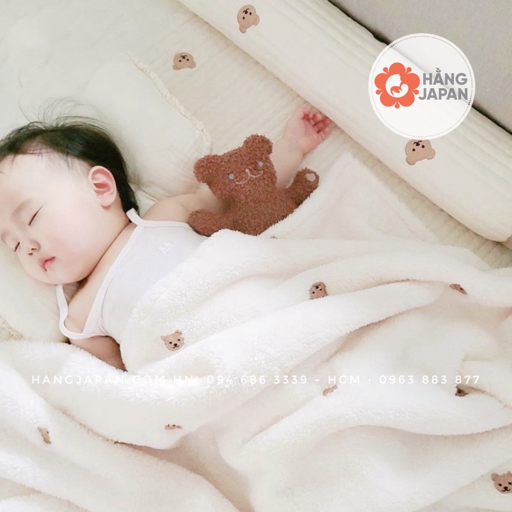 Chăn lông tuyết Dottodot phiên bản 2022 thêu họa tiết dễ thương kích thước 80*130cm Made in Korea