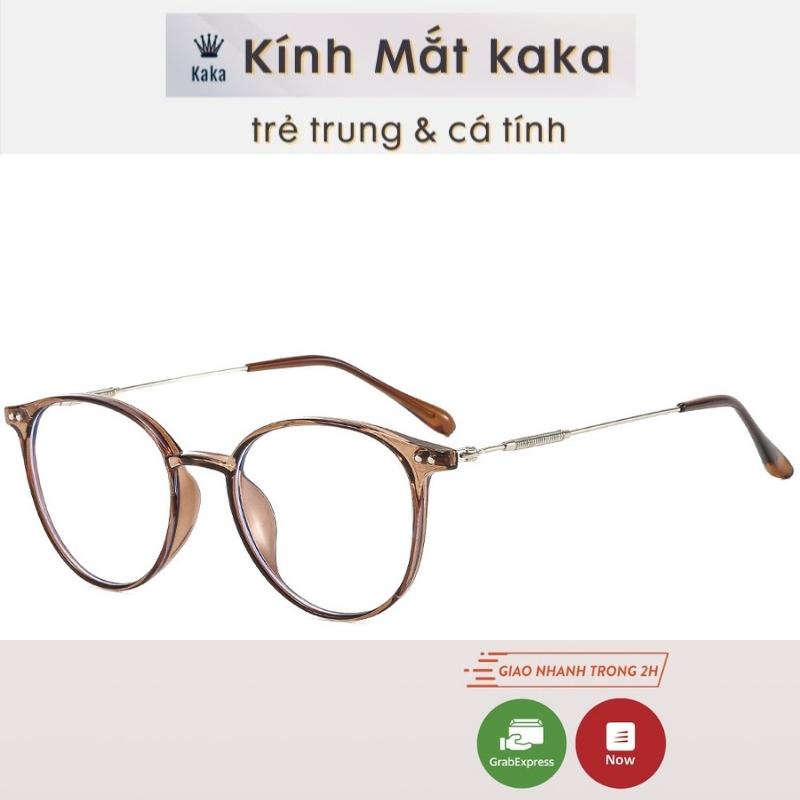 Gọng kính cận nam nữ kaka mắt kính tròn gọng kính kim loại màu sắc thời trang 602