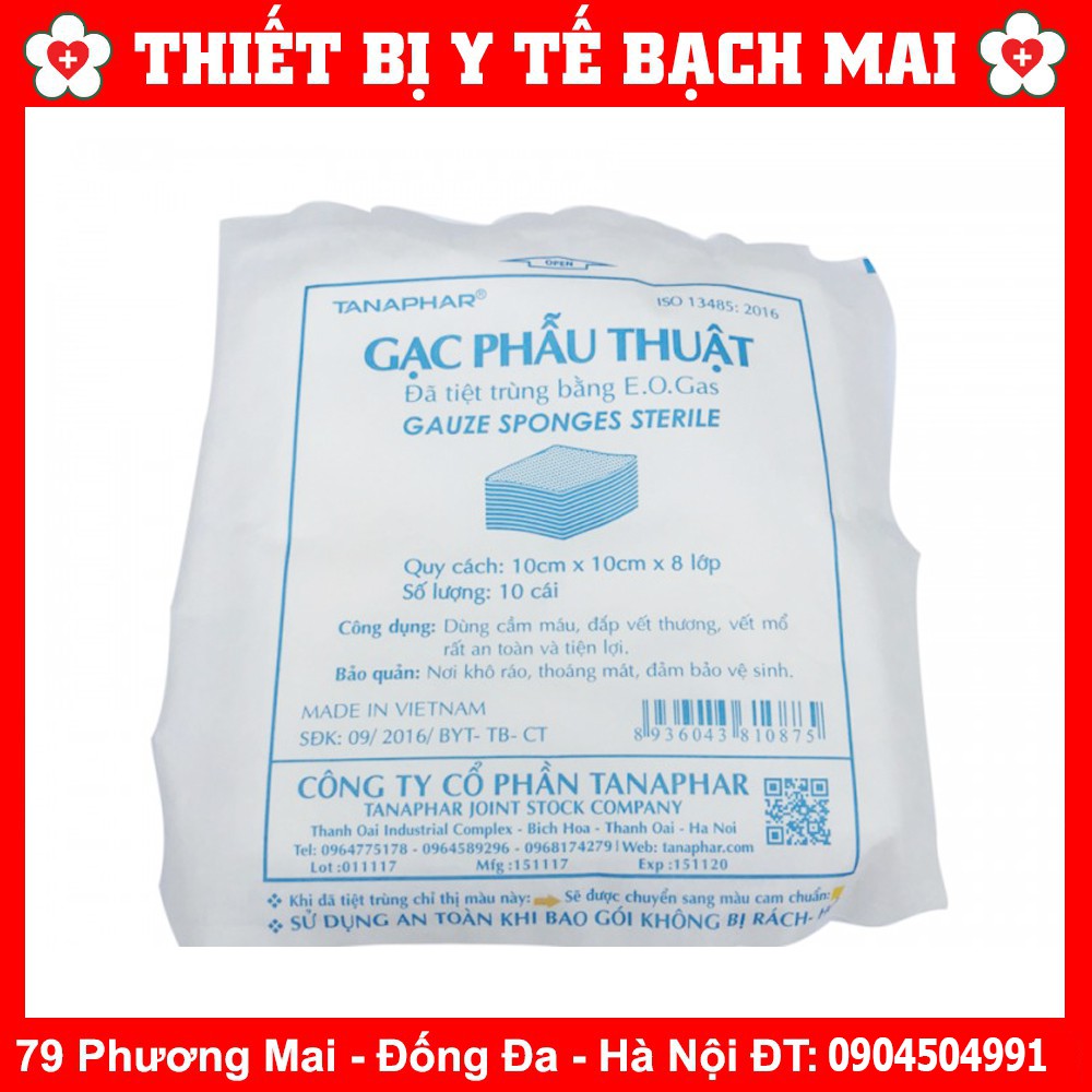 Gạc Phẫu Thuật - Gạc Tiệt Trùng Tanaphar Combo Ưu Đãi Miếng 8 Lớp [Túi 10 Miếng]