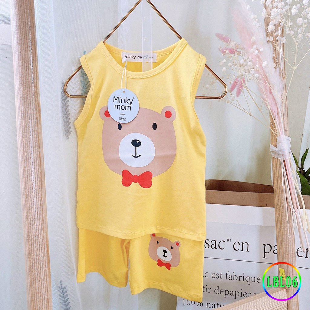 [LBL06] Bộ Ba Lỗ Thun Lạnh MINKY MOM In Hình Thú Dễ Thương, Mềm Mịn, Thoáng Mát, Thấm Hút Mồ Hôi, Hàng Chuẩn Đẹp Cho Bé