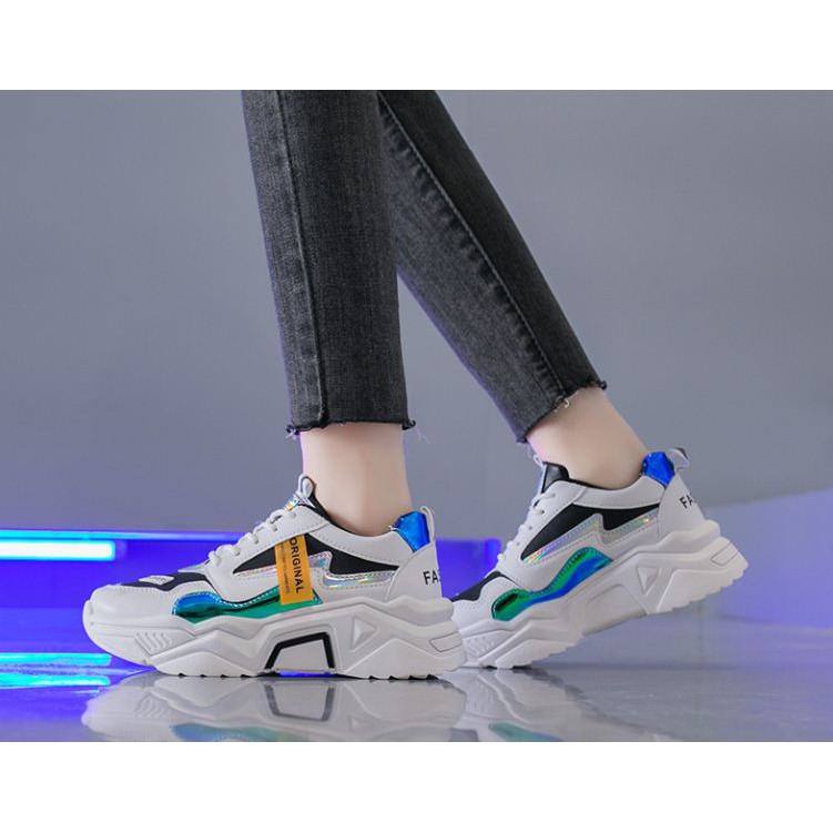 Giày thể thao sneaker nữ họa tiết tia chớp siêu Hot GN09 - đen