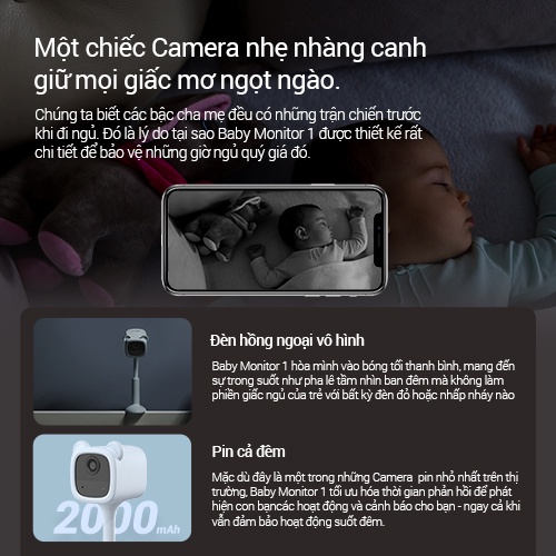 Camera trông trẻ không dây pin sạc ip wifi ezviz bm1 phát hiện tiếng khóc - ảnh sản phẩm 2