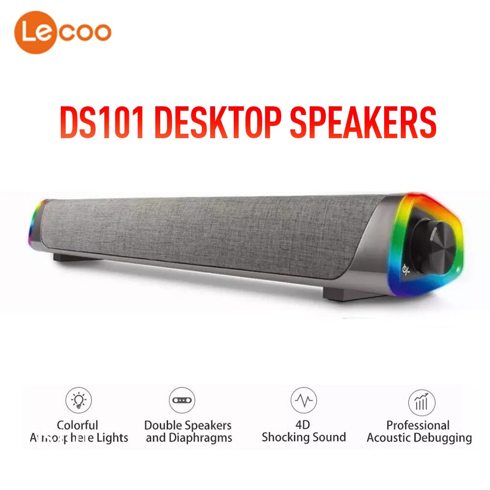 Loa soundbar Lenovo Lecoo DS101- Có LED RGB- Hàng chính hãng 100%, Full Box, Bảo Hành 12 Tháng, GIAO MÀU NGẪU NHIÊN