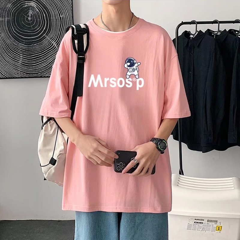 Áo Thun Tay Ngắn Dáng Rộng In Hình Phi Hành Gia Kiểu Hip-Hop Đường Phố Hàn Quốc Thời Trang Mùa Hè Cho Nam Cỡ M-8XL