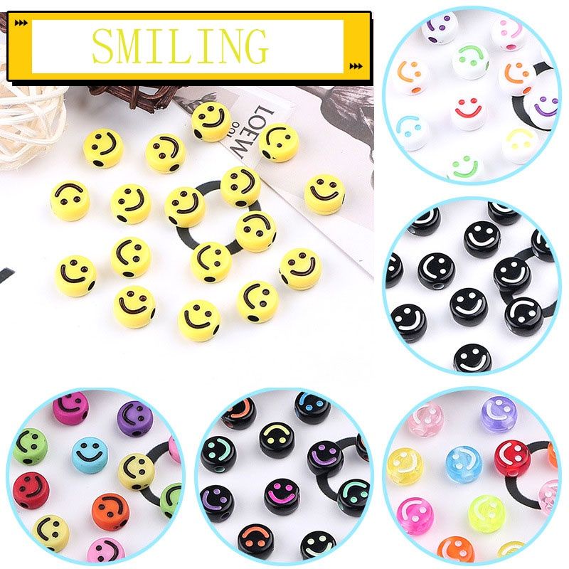 Set 100 hạt hình mặt cười 4mmx7mn nhiều màu làm trang sức thủ công