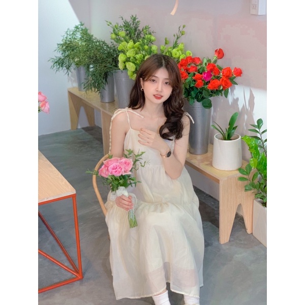 🌿 ĐẦM VOAN 2 DÂY BUỘC NƠ DÁNG DÀI 🌿 VÁY 2 DÂY DỄ THƯƠNG 😚