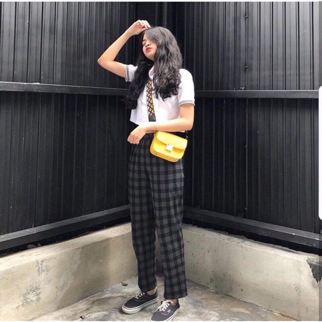Quần baggy sọc caro