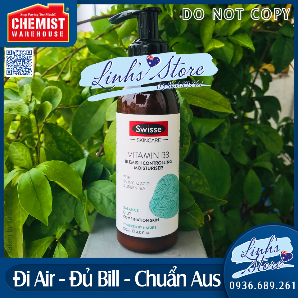 Kem dưỡng Swisse Skincare Vitamin B3 Blemish Controlling Moisturiser 120ml 💙 Chemist Warehouse - Úc | linhsstore