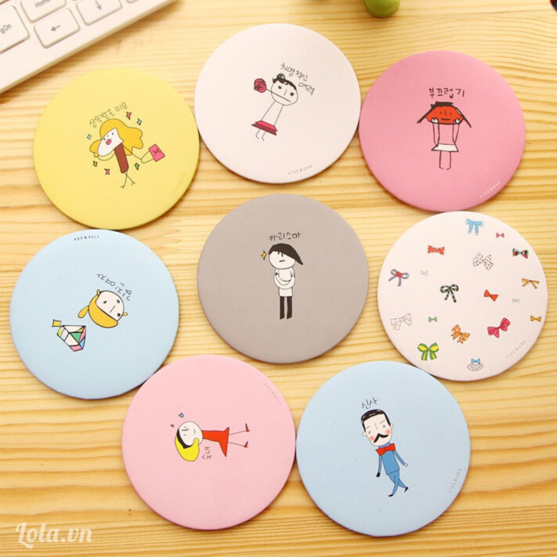 Gương trang điểm Eleanor Accessories mini siêu cute cầm tay bỏ túi Hàn Quốc tiện lợi viền kim loại