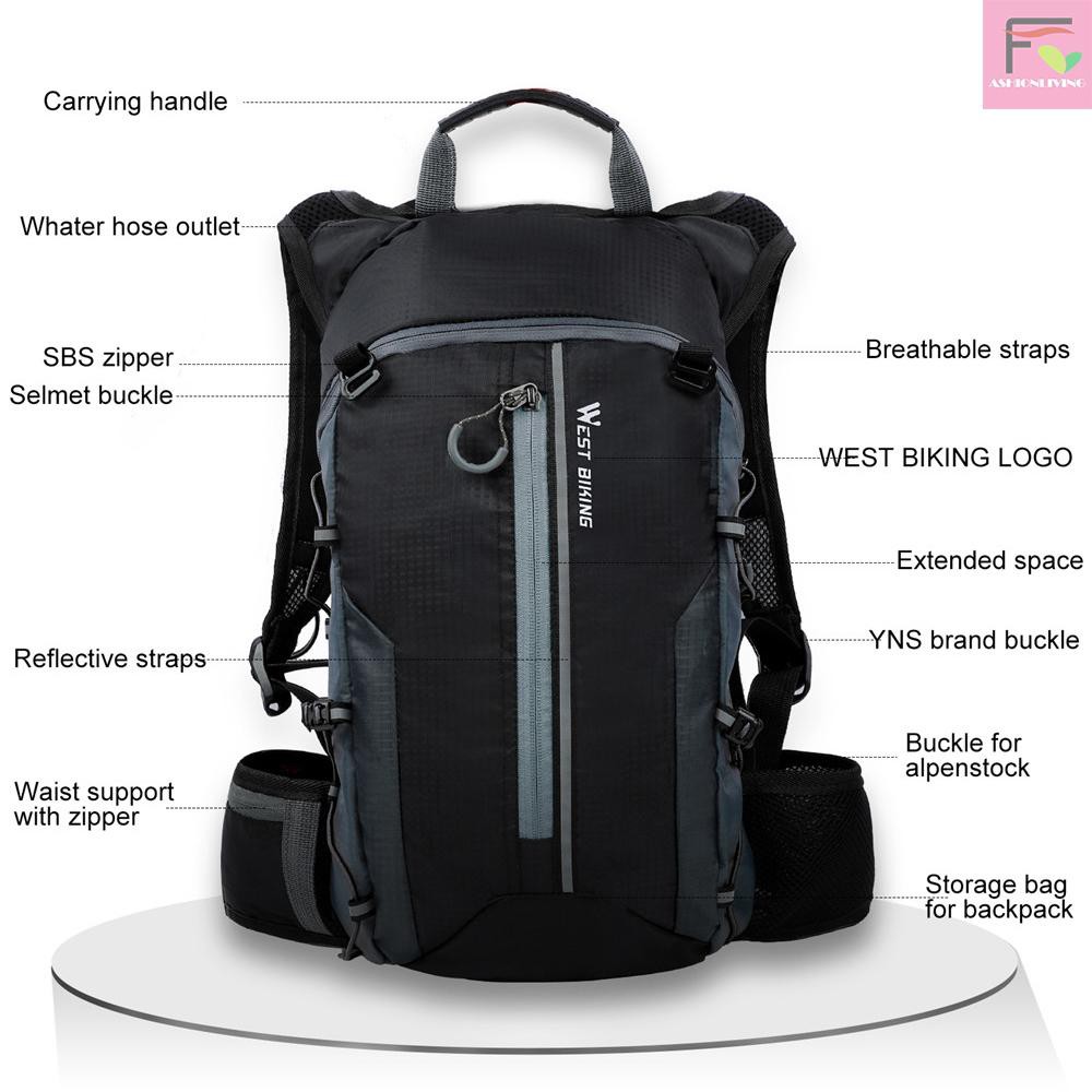 Balo đi xe đạp WEST BIKING siêu nhẹ chống thấm nước thoáng khí sức chứa lớn 10L