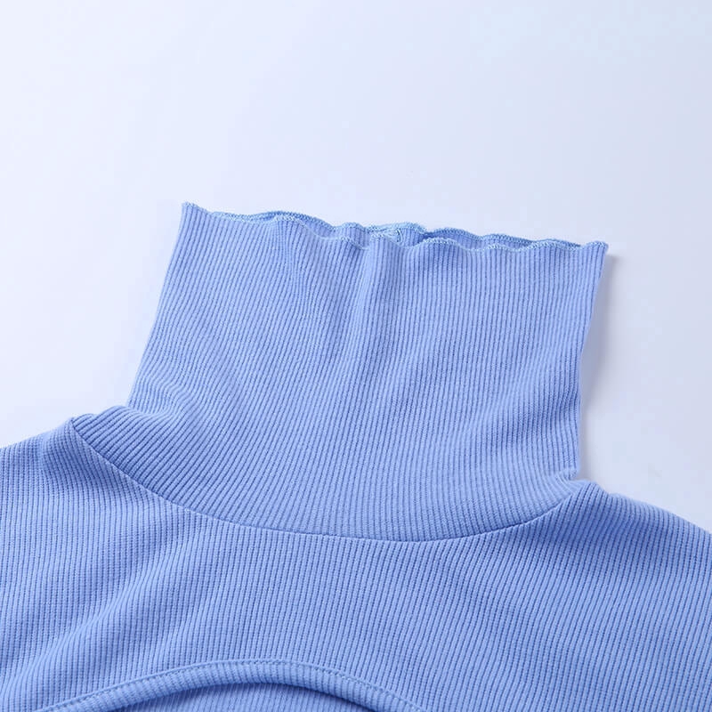 Áo croptop tay dài cổ cao ôm dáng màu trơn quyến rũ dành cho nữ | BigBuy360 - bigbuy360.vn