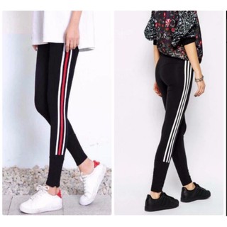Quần Thun Ôm Legging 3 Sọc Thời Trang 2018 - XM Fashionbeauty QT002 (Đen bo chân 2 Sọc Trắng , 1 đỏ)