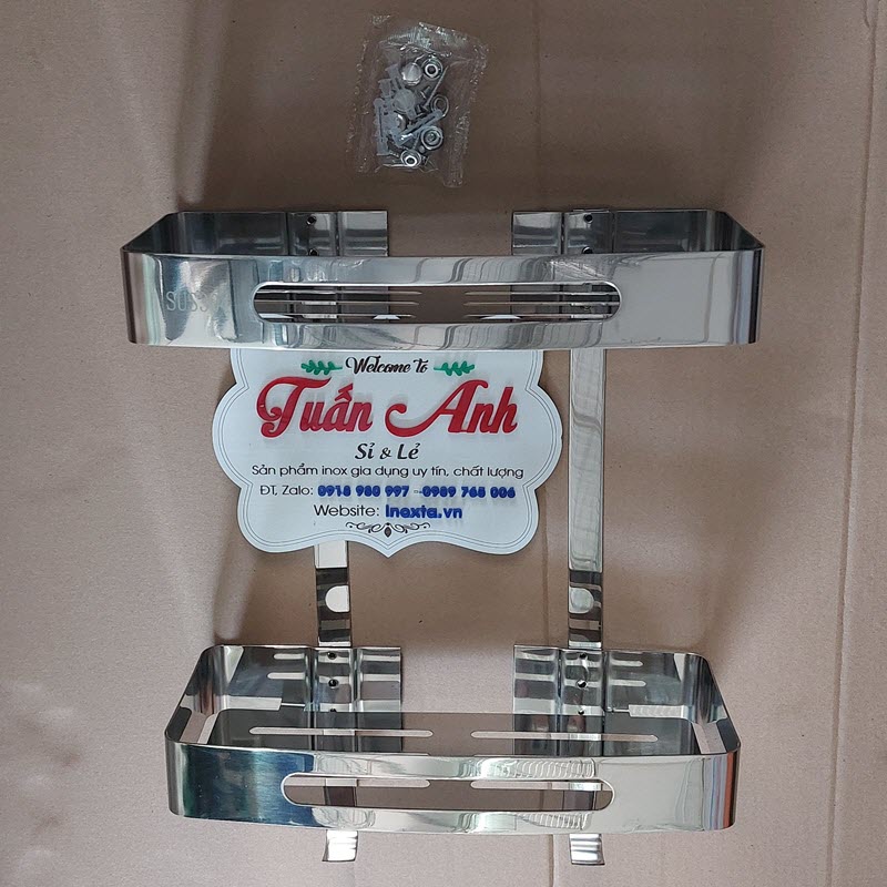 Kệ nhà tắm - Kệ để đồ phòng tắm - Kệ 2 tầng inox 304  PTTQ