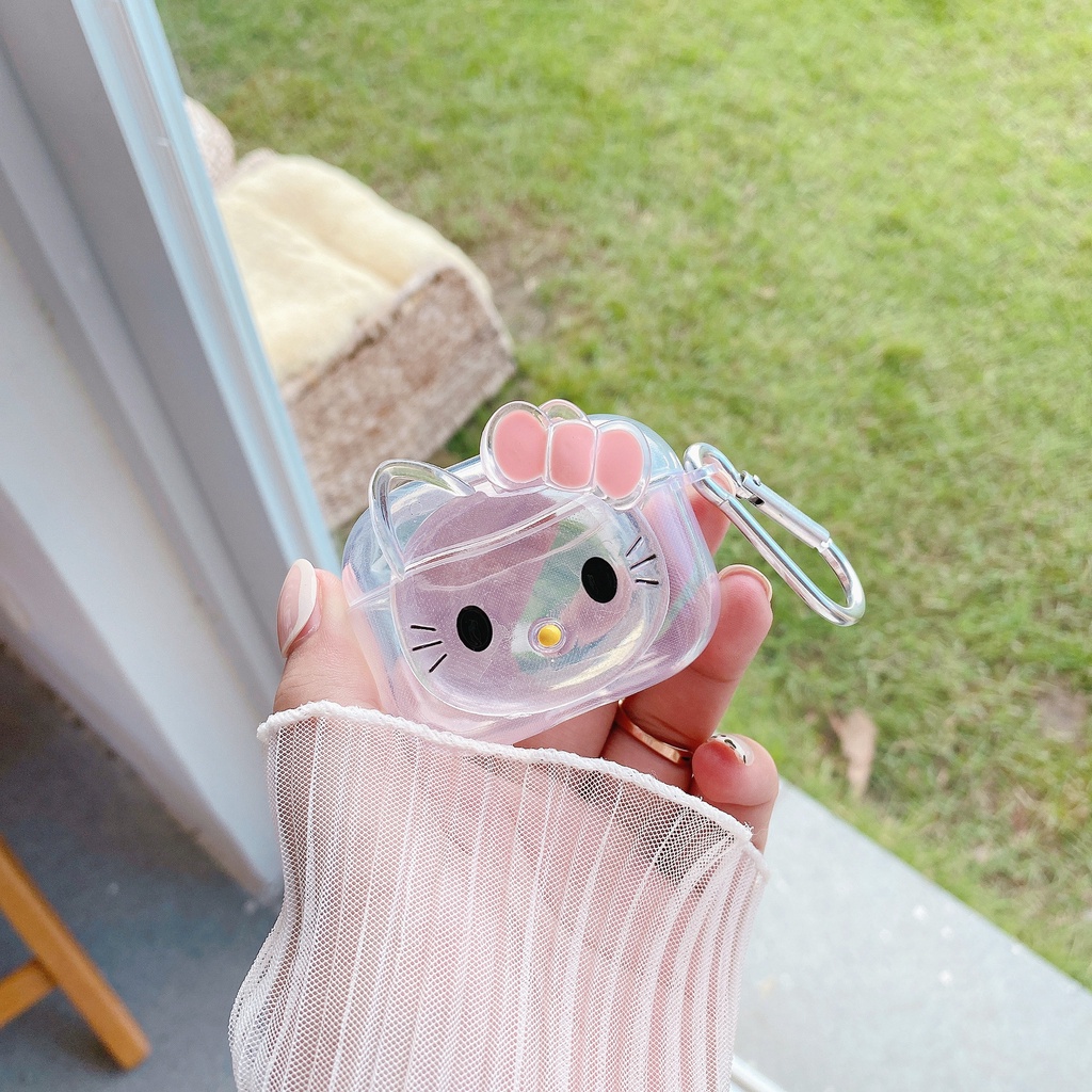 Vỏ Bảo Vệ Hộp Sạc Tai Nghe bluetooth Không Dây Airpods Pro 3 / 1 / 2 / 3 Bằng Silicon Mềm Trong Suốt Hình Hello kitty Dễ