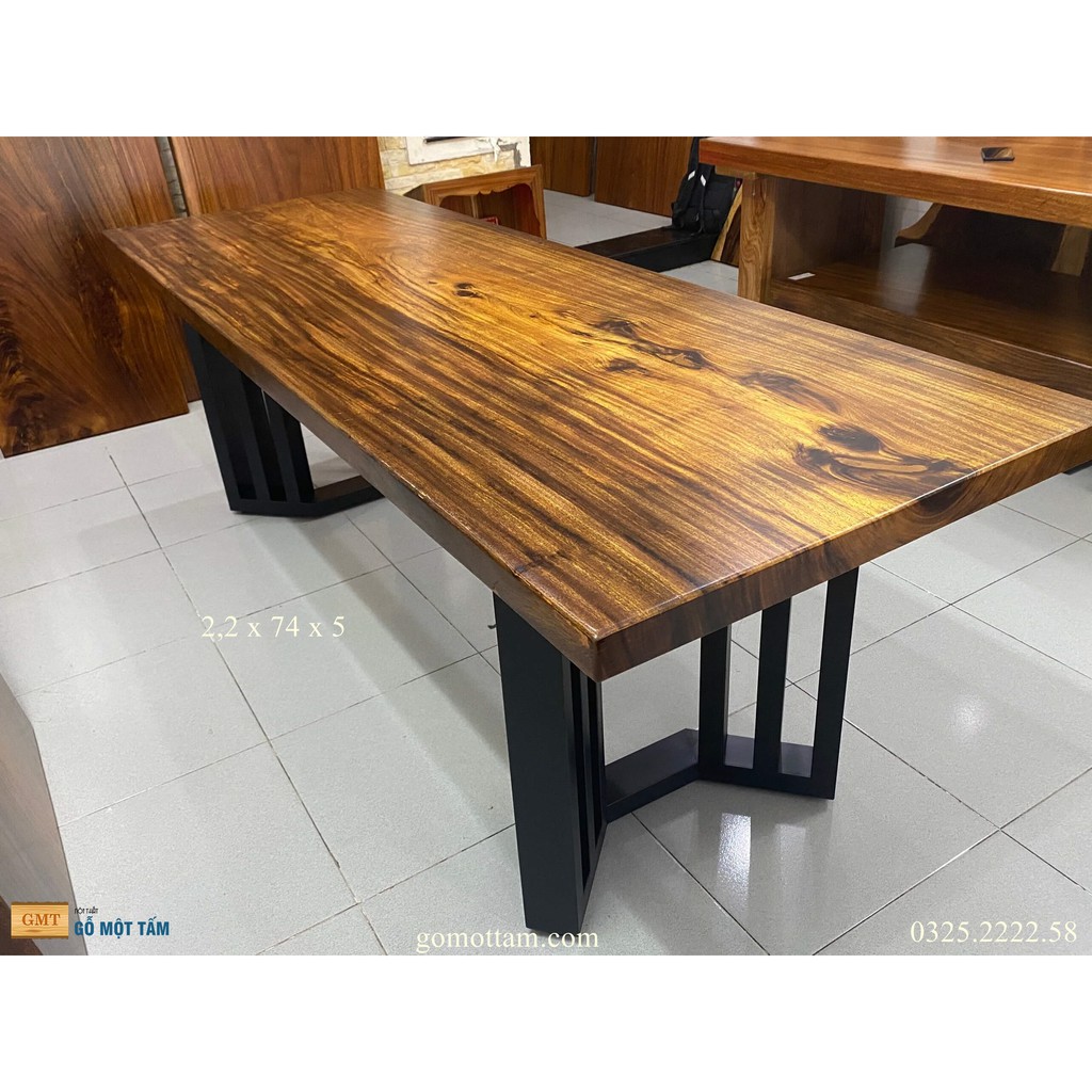 [ Giá Rẻ ] Mặt bàn ăn gỗ tự nhiên nguyên tấm dài 2,2m rộng 74cm x dầy 5cm