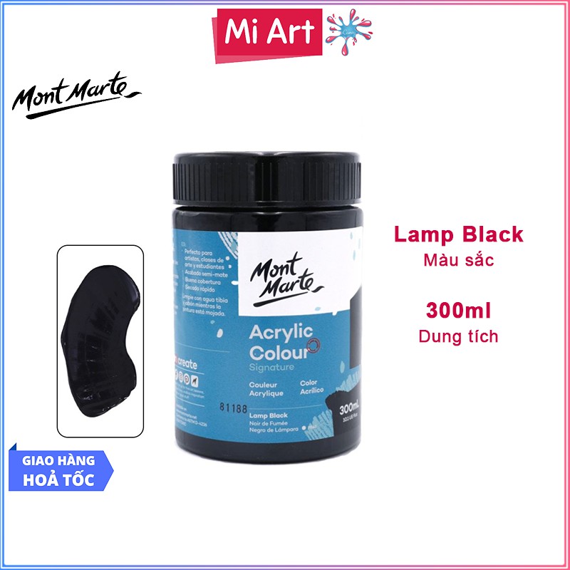 Màu Acrylic Mont Marte 300ml - Lamp Black - Acrylic Colour Paint Signature 300ml (10.1oz) - MSCH3032