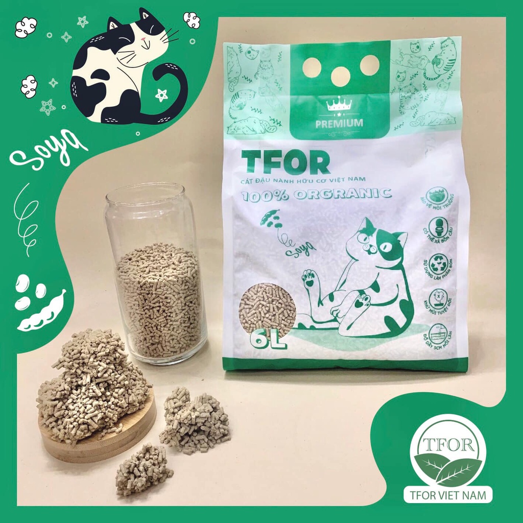 Cát Vệ Sinh Đậu Nành Cho Mèo TFOR Cat Tofu Không Bụi Xả Được Trong Toilet #MintPet