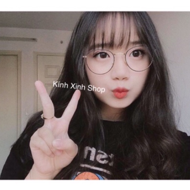 Kính gọng Mắt tròn Vintage Kim loại KOREA tăm mảnh - đuôi nhọn