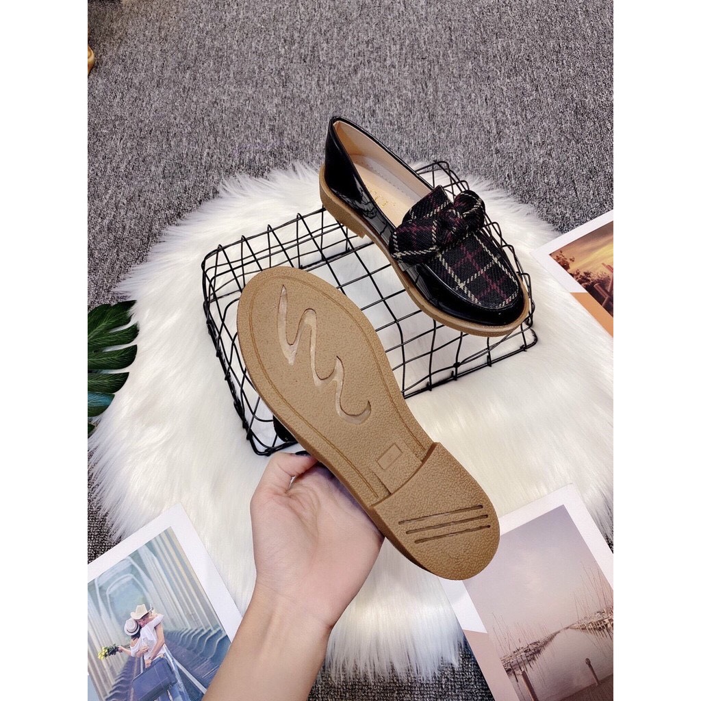 Giày lười slip on nữ phối dạ đính nơ thời trang hàng cao cấp chuẩn đẹp-GL18 | BigBuy360 - bigbuy360.vn