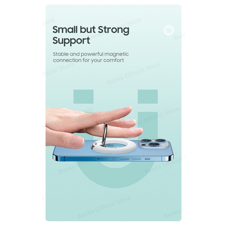 Benks MagClapTM Kẹp Điện Thoại Xoay 360 Độ Tiện Lợi° Ốp Điện Thoại Silicon Dẻo Kèm Giá Đỡ Nhẫn Từ Tính Có Thể Tháo Rời Tiện Dụng Cho iPhone 14 13 12