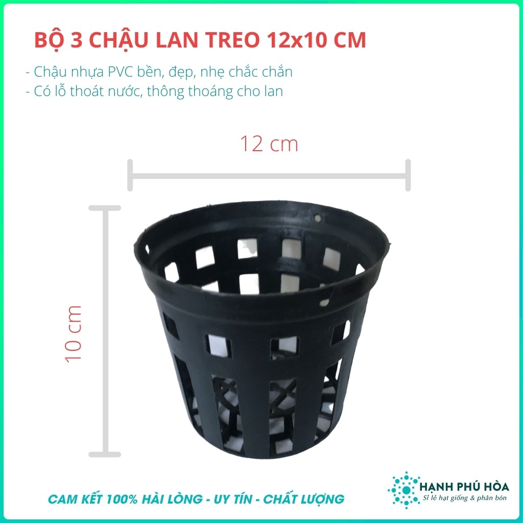 Bộ 10 Chậu Nhựa Trồng Lan Đa Kích Thước 12,14,16,18,20cm- Bền, Dẻo, Có Lỗ Thoát Nước, Có Thể Cài Móc Treo Lên Cao