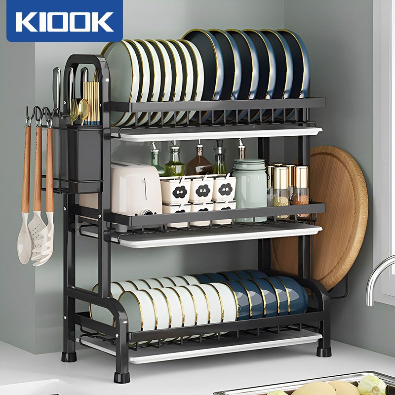 KIOOK Kệ Để Chén Đĩa Giá để bát đĩa Kệ đựng bát đĩa Giá Bát Nhỏ Có Khay Hứng Nước 2/3 tầng