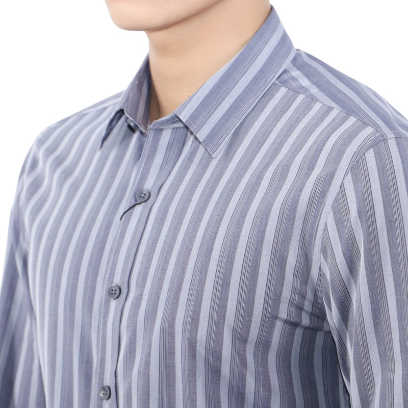 Áo sơ mi dài tay nam Owen Bamboo Slim Fit Navy ghi - AS23214D