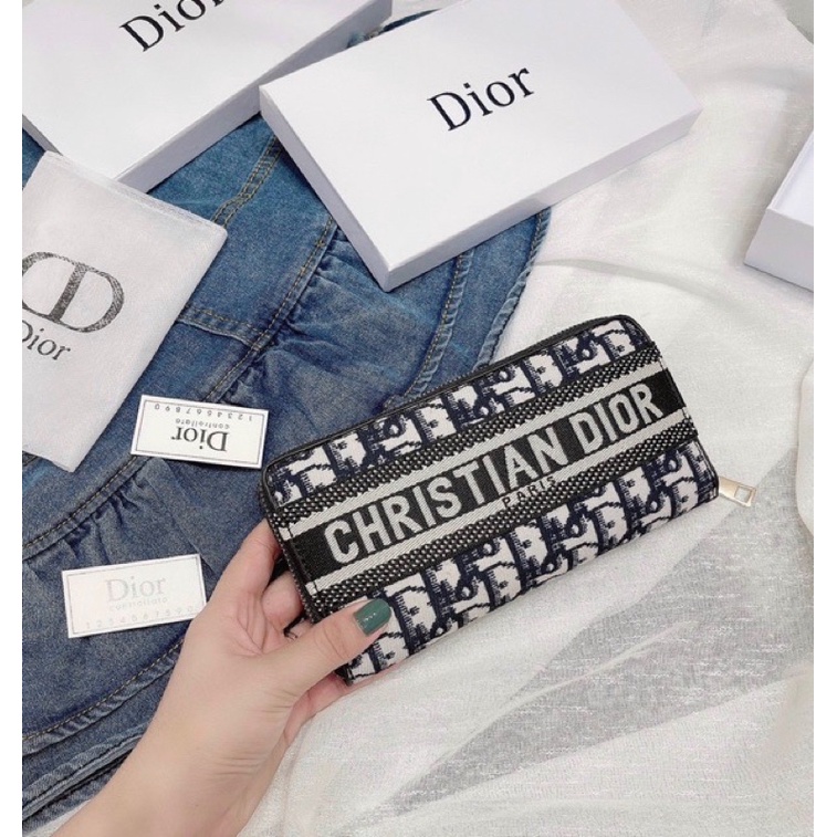 Ví cần tay thổ cẩm D i o r fullbox size 20cm QC