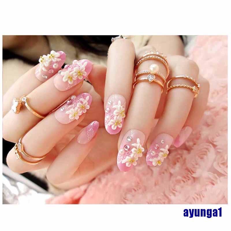 Bộ 24 Móng Tay Giả Trang Trí Hoa Xinh Xắn