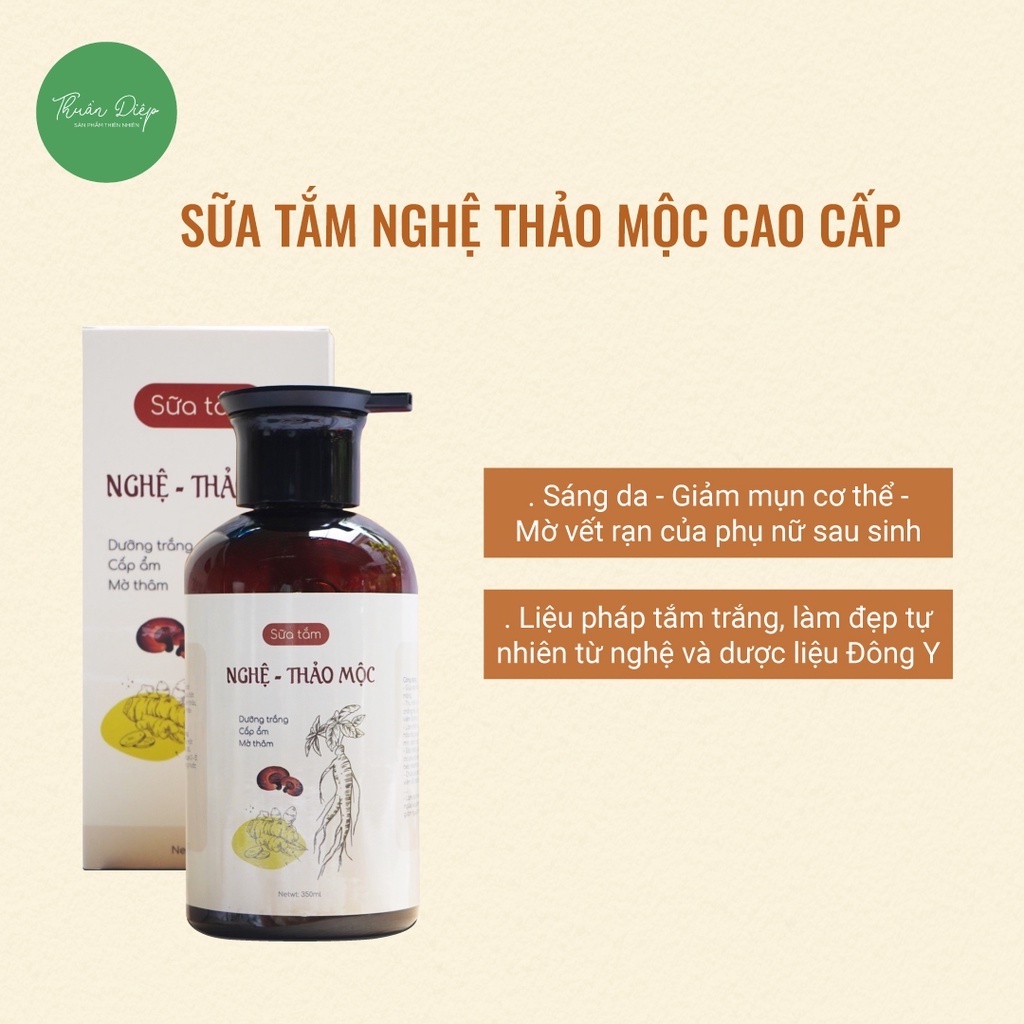 Sữa tắm trắng da nghệ thảo mộc dưỡng da thiên nhiên handmade Thuần Diệp [350ml]