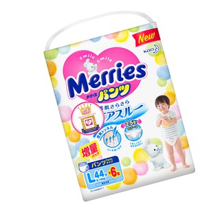 Tã/bỉm quần Merries size L - 44 + 6 miếng (Cho bé 9 - 14kg)