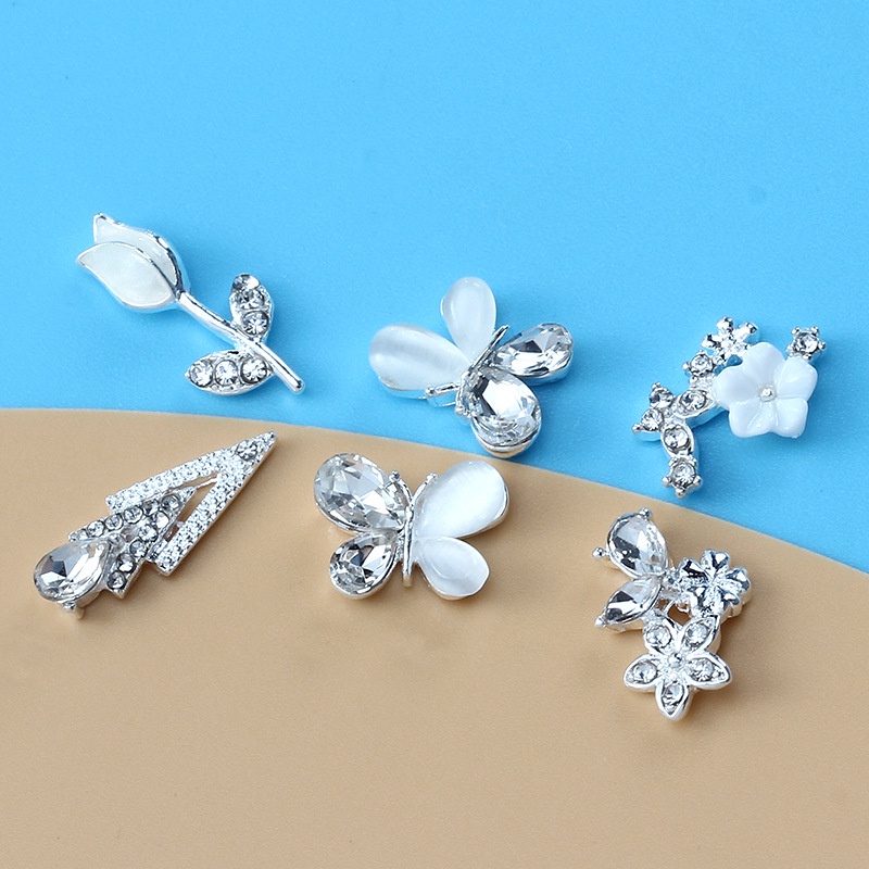 Phụ Kiện Trang Trí Móng Tay Bằng Hợp Kim Phối Đá Opal Thời Trang DIY