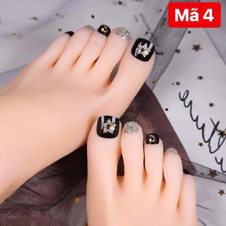 Móng chân giả đính đá [Kèm: Keo+dũa móng+khăn vệ sinh móng]